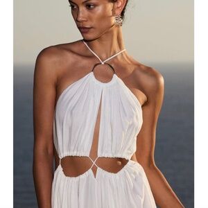 Cult Gaia Aphrodite Silk Cut-Out Off-White Halterneck Maxi Gown / Dress size M